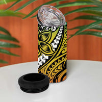 Polynesian Plumeria Floral Tattoo Pattern 4 in 1 Can Cooler Tumbler Reggae Style LT9 - Polynesian Pride