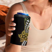 Polynesian Plumeria Floral Tattoo Pattern 4 in 1 Can Cooler Tumbler Reggae Style LT9 - Polynesian Pride
