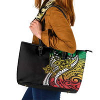 Polynesian Plumeria Floral Tattoo Pattern Leather Tote Bag Reggae Style LT9 Reggae - Polynesian Pride
