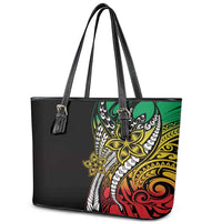 Polynesian Plumeria Floral Tattoo Pattern Leather Tote Bag Reggae Style LT9 - Polynesian Pride