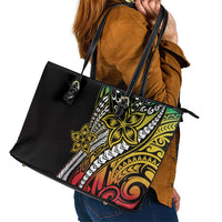 Polynesian Plumeria Floral Tattoo Pattern Leather Tote Bag Reggae Style LT9 - Polynesian Pride