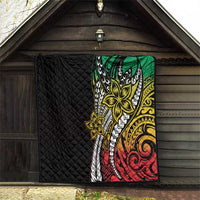 Polynesian Plumeria Floral Tattoo Pattern Quilt Reggae Style