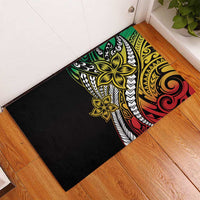 Polynesian Plumeria Floral Tattoo Pattern Rubber Doormat Reggae Style LT9 - Polynesian Pride