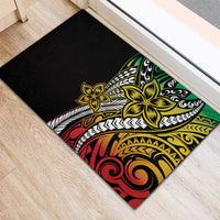 Polynesian Plumeria Floral Tattoo Pattern Rubber Doormat Reggae Style LT9 - Polynesian Pride