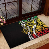Polynesian Plumeria Floral Tattoo Pattern Rubber Doormat Reggae Style LT9 - Polynesian Pride