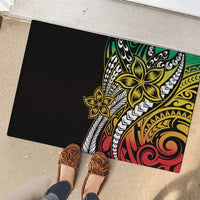 Polynesian Plumeria Floral Tattoo Pattern Rubber Doormat Reggae Style LT9 - Polynesian Pride