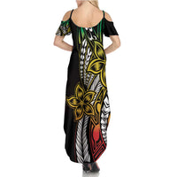 Polynesian Plumeria Floral Tattoo Pattern Summer Maxi Dress Reggae Style LT9 - Polynesian Pride