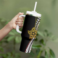 Polynesian Plumeria Floral Tattoo Pattern Tumbler With Handle Reggae Style LT9 - Polynesian Pride
