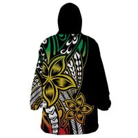 Polynesian Plumeria Floral Tattoo Pattern Wearable Blanket Hoodie Reggae Style LT9 - Polynesian Pride