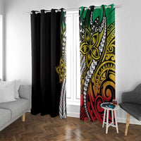 Polynesian Plumeria Floral Tattoo Pattern Window Curtain Reggae Style LT9 With Grommets Reggae - Polynesian Pride