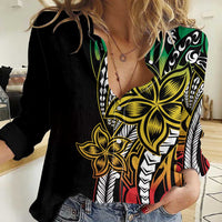 Polynesian Plumeria Floral Tattoo Pattern Women Casual Shirt Reggae Style