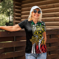 Polynesian Plumeria Floral Tattoo Pattern Women Polo Shirt Reggae Style