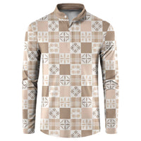 Hawaiian Palaka Quilt Pattern Button Sweatshirt Hawaii Culture Bird of Paradise Exotic Motif - Polynesian Pride