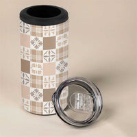 Hawaiian Palaka Quilt Pattern 4 in 1 Can Cooler Tumbler Hawaii Culture Bird of Paradise Exotic Motif - Polynesian Pride