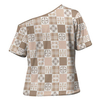 Hawaiian Palaka Quilt Pattern Cross Shoulder Shirt Hawaii Culture Bird of Paradise Exotic Motif - Polynesian Pride