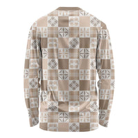 Hawaiian Palaka Quilt Pattern Long Sleeve Shirt Hawaii Culture Bird of Paradise Exotic Motif - Polynesian Pride