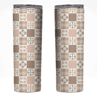 Hawaiian Palaka Quilt Pattern Skinny Tumbler Hawaii Culture Bird of Paradise Exotic Motif - Polynesian Pride