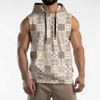 Hawaiian Palaka Quilt Pattern Sleeveless Hoodie Hawaii Culture Bird of Paradise Exotic Motif - Polynesian Pride