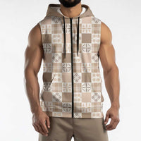 Hawaiian Palaka Quilt Pattern Sleeveless Zip Hoodie Hawaii Culture Bird of Paradise Exotic Motif - Polynesian Pride