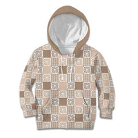 Hawaiian Palaka Quilt Pattern Kid Hoodie Hawaii Culture Honu Turtle LT9 Hoodie Beige - Polynesian Pride