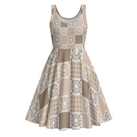 Hawaiian Palaka Quilt Pattern Midi Dress Hawaii Culture Honu Turtle - Polynesian Pride