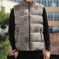 Hawaiian Palaka Quilt Pattern Sleeveless Puffer Jacket Hawaii Culture Honu Turtle - Polynesian Pride