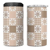 Hawaiian Palaka Quilt Pattern 4 in 1 Can Cooler Tumbler Hawaii Culture Pineapple - Polynesian Pride