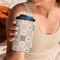 Hawaiian Palaka Quilt Pattern 4 in 1 Can Cooler Tumbler Hawaii Culture Pineapple - Polynesian Pride