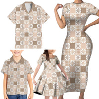 Hawaiian Palaka Quilt Pattern Family Matching Short Sleeve Bodycon Dress and Hawaiian Shirt Hawaii Culture Pineapple - Polynesian Pride