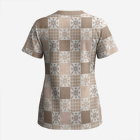 Hawaiian Palaka Quilt Pattern Scrub Top Hawaii Culture Pineapple LT9 - Polynesian Pride