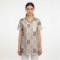 Hawaiian Palaka Quilt Pattern Scrub Top Hawaii Culture Pineapple LT9 - Polynesian Pride