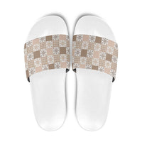 Hawaiian Palaka Quilt Pattern Slide Sandals Hawaii Culture Pineapple - Polynesian Pride