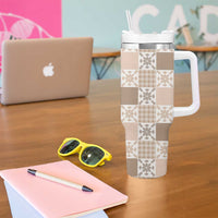 Hawaiian Palaka Quilt Pattern Tumbler With Handle Hawaii Culture Pineapple - Polynesian Pride