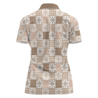 Hawaiian Palaka Quilt Pattern Women Polo Shirt Hawaii Culture Pineapple - Polynesian Pride