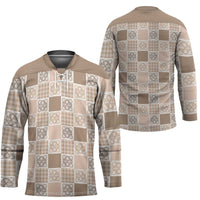 Hawaiian Palaka Quilt Pattern Hockey Jersey Hawaii Culture Tropical Flowers Mix LT9 - Polynesian Pride