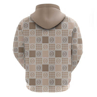 Hawaiian Palaka Quilt Pattern Hoodie Hawaii Culture Tropical Flowers Mix - Polynesian Pride