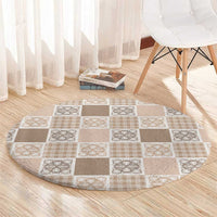 Hawaiian Palaka Quilt Pattern Round Carpet Hawaii Culture Tropical Flowers Mix - Polynesian Pride