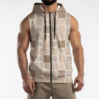 Hawaiian Palaka Quilt Pattern Sleeveless Zip Hoodie Hawaii Culture Tropical Flowers Mix LT9 - Polynesian Pride