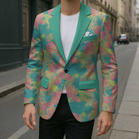 Seamless Hawaiian Quilt Pattern Blazer Hawaii Culture Palm Leaf Tropical - Polynesian Pride