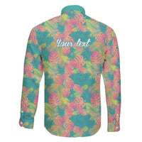 Seamless Hawaiian Quilt Pattern Family Matching Off The Shoulder Long Sleeve Dress and Hawaiian Shirt Hawaii Culture Palm Leaf Tropical - Polynesian Pride