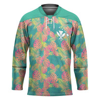 Seamless Hawaiian Quilt Pattern Hockey Jersey Hawaii Culture Palm Leaf Tropical - Polynesian Pride