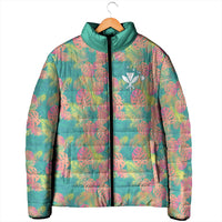Seamless Hawaiian Quilt Pattern Padded Jacket Hawaii Culture Palm Leaf Tropical - Polynesian Pride