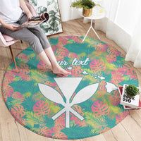 Seamless Hawaiian Quilt Pattern Round Carpet Hawaii Culture Palm Leaf Tropical - Polynesian Pride