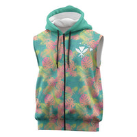 Personalised Seamless Hawaiian Quilt Pattern Sleeveless Zip Hoodie Hawaii Culture Palm Leaf Tropical LT9 Beige - Polynesian Pride