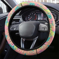 Seamless Hawaiian Quilt Pattern Steering Wheel Cover Hawaii Culture Palm Leaf Tropical - Polynesian Pride