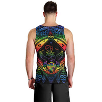 Tonga LGBT Men Tank Top Love Is Love Ngatu Rainbow Water Color LT9 - Polynesian Pride