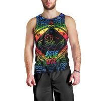 Tonga LGBT Men Tank Top Love Is Love Ngatu Rainbow Water Color LT9 - Polynesian Pride