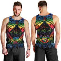 Tonga LGBT Men Tank Top Love Is Love Ngatu Rainbow Water Color LT9 - Polynesian Pride