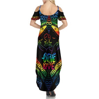 Tonga LGBT Summer Maxi Dress Love Is Love Ngatu Rainbow Water Color LT9 - Polynesian Pride