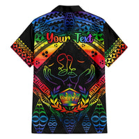 Personalised Tonga LGBT Hawaiian Shirt Love Is Love Ngatu Rainbow Water Color LT9 - Polynesian Pride